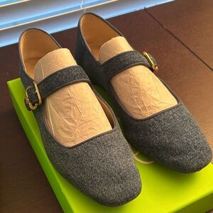 Sam Edelman Blue Denim Loafers with Gold Accent